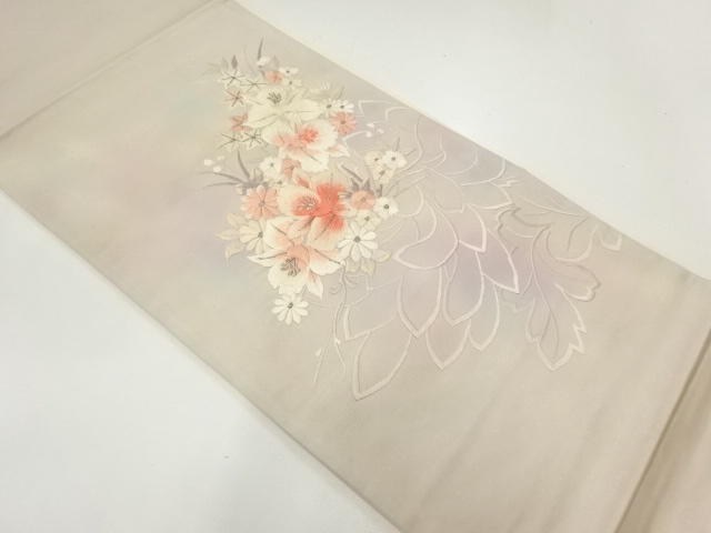 アンティーク　草花模様刺繍袋帯（材料）